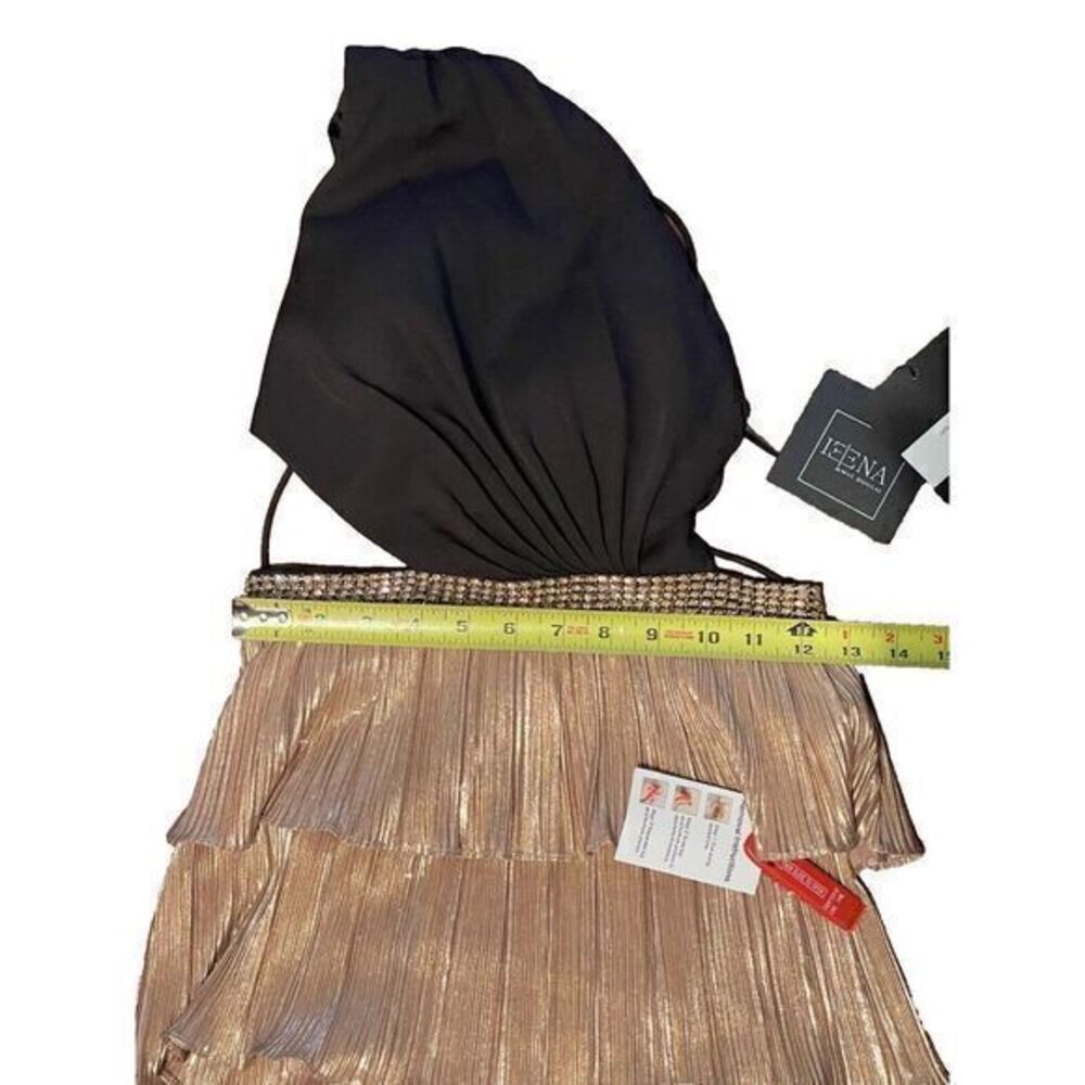 Mac Duggal‎ 26742 Metallic One Shoulder Ruffle Tiered Gown Size 0 Gold Black - Picture 8 of 10